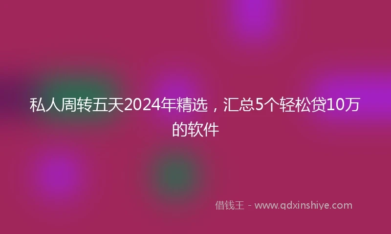 私人周转五天2024年精选，汇总5个轻松贷10万的软件