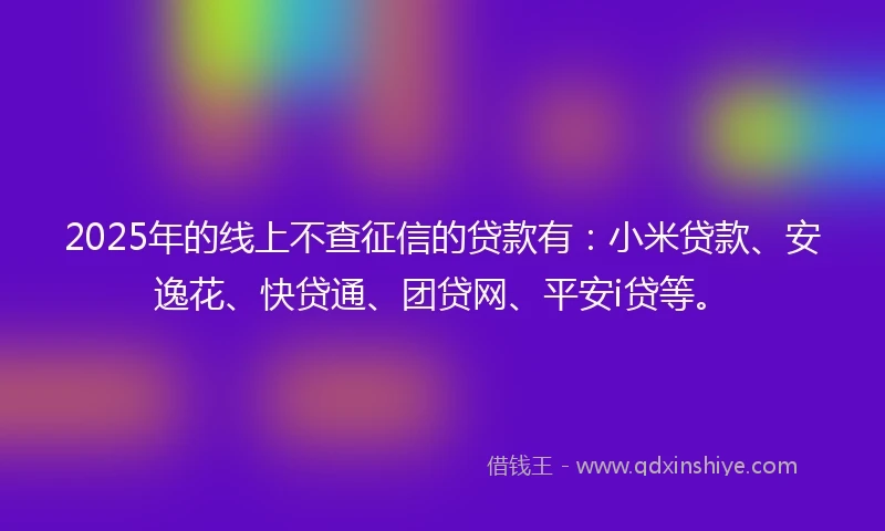2025年的线上不查征信的贷款有：小米贷款、安逸花、快贷通、团贷网、平安i贷等。