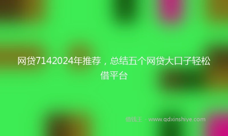 网贷7142024年推荐，总结五个网贷大口子轻松借平台