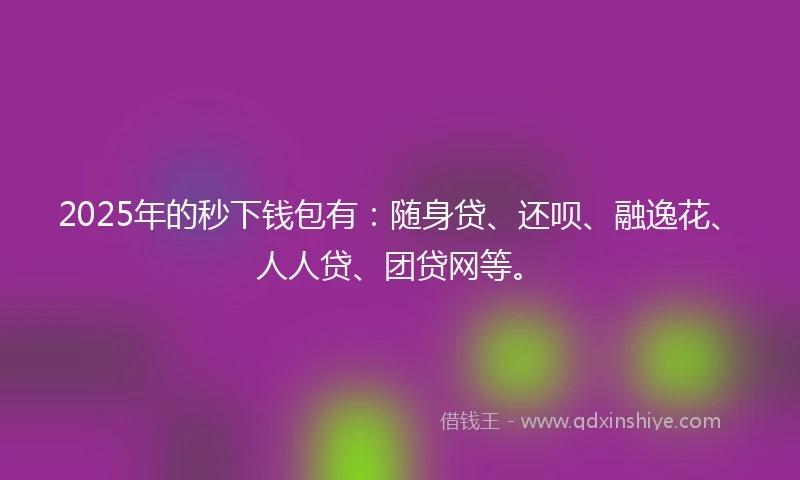2025年的秒下钱包有：随身贷、还呗、融逸花、人人贷、团贷网等。