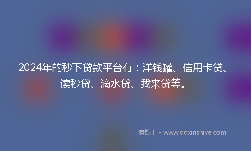 2024年的秒下贷款平台有：洋钱罐、信用卡贷、读秒贷、滴水贷、我来贷等。