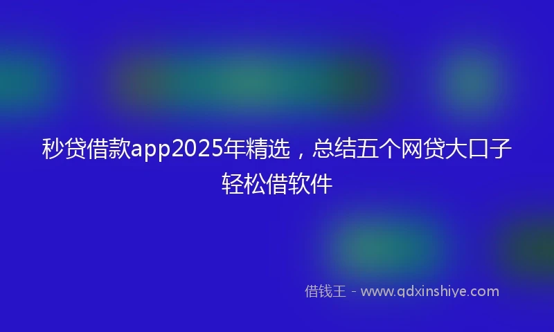 秒贷借款app2025年精选，总结五个网贷大口子轻松借软件