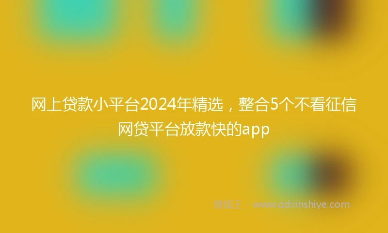网上贷款小平台2024年精选，整合5个不看征信网贷平台放款快的app