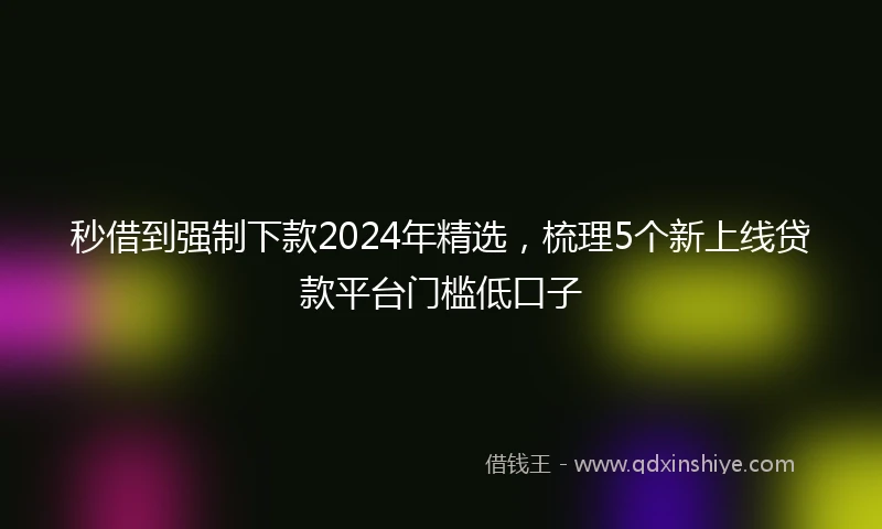 秒借到强制下款2024年精选，梳理5个新上线贷款平台门槛低口子