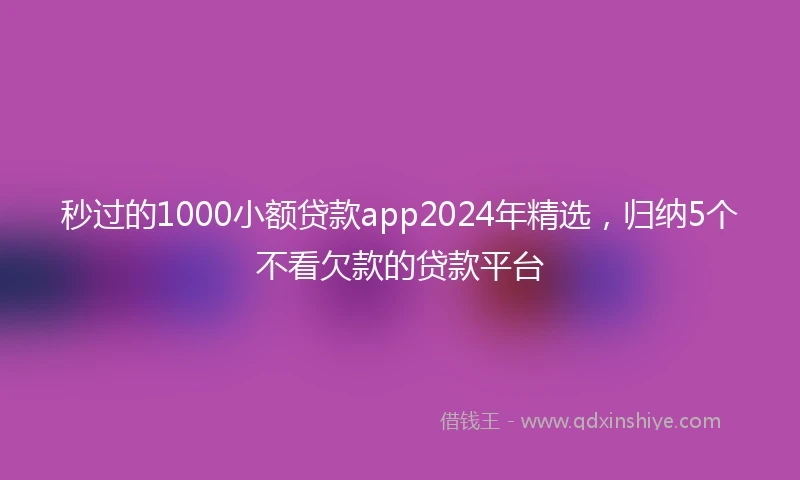 秒过的1000小额贷款app2024年精选，归纳5个不看欠款的贷款平台