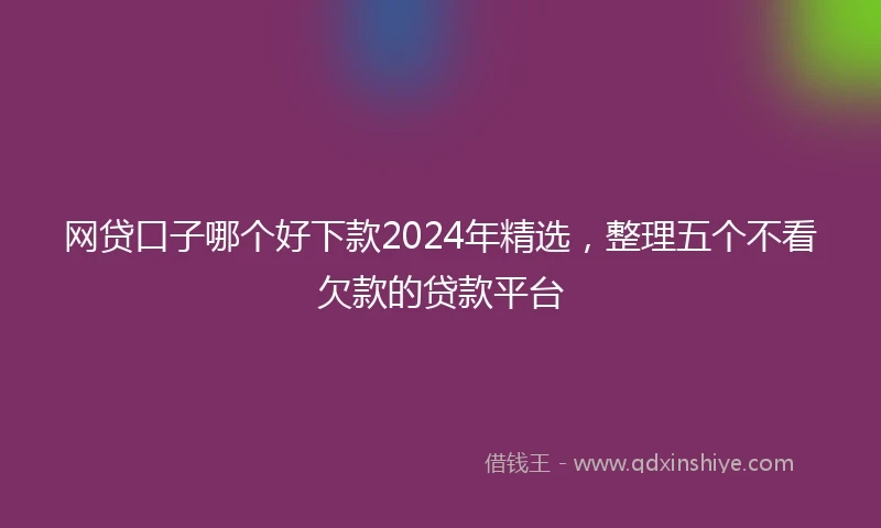 网贷口子哪个好下款2024年精选，整理五个不看欠款的贷款平台