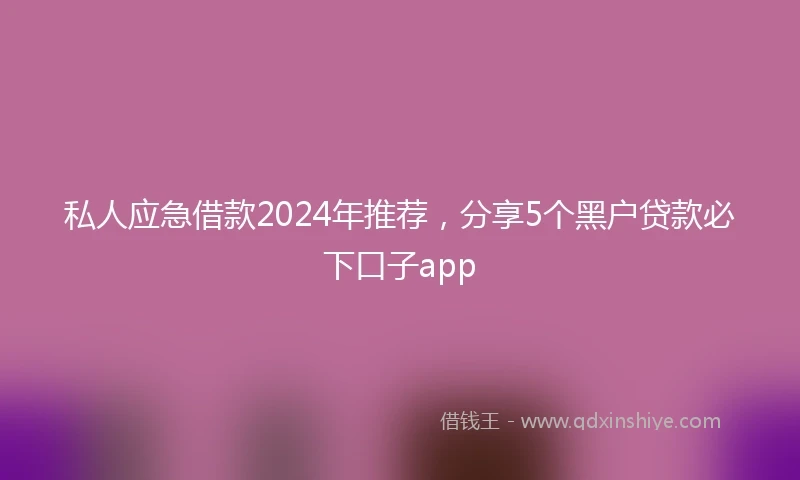 私人应急借款2024年推荐，分享5个黑户贷款必下口子app
