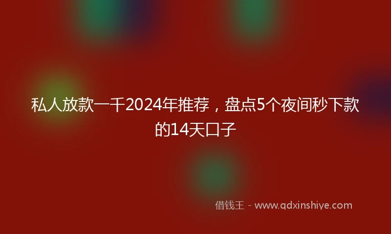 私人放款一千2024年推荐，盘点5个夜间秒下款的14天口子