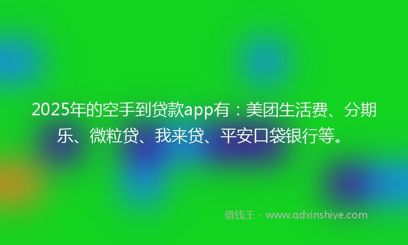 2025年的空手到贷款app有：美团生活费、分期乐、微粒贷、我来贷、平安口袋银行等。