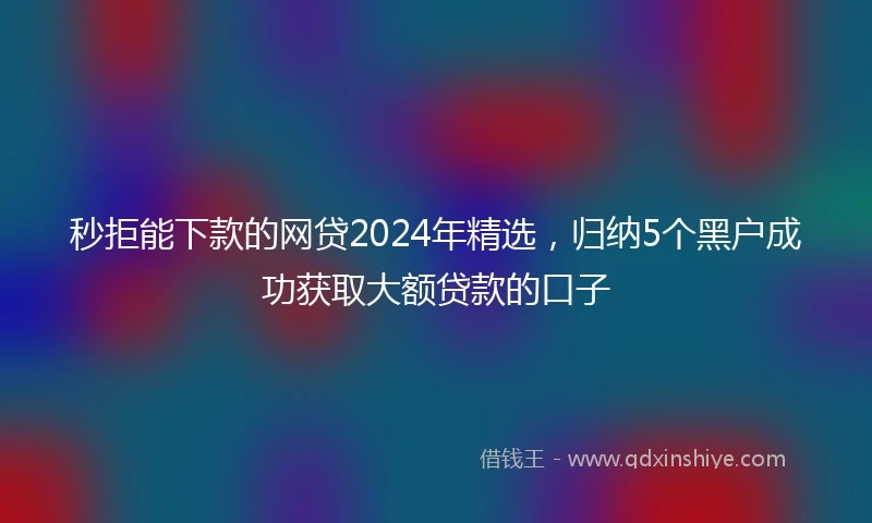 秒拒能下款的网贷2024年精选，归纳5个黑户成功获取大额贷款的口子