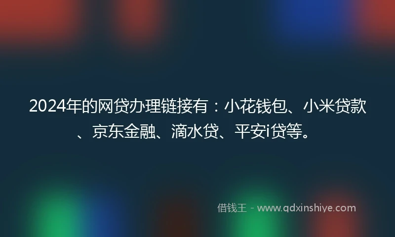 2024年的网贷办理链接有：小花钱包、小米贷款、京东金融、滴水贷、平安i贷等。