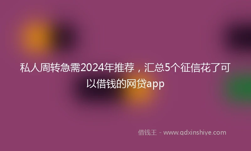 私人周转急需2024年推荐，汇总5个征信花了可以借钱的网贷app