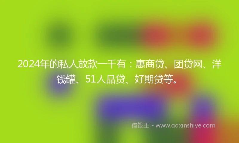 2024年的私人放款一千有：惠商贷、团贷网、洋钱罐、51人品贷、好期贷等。