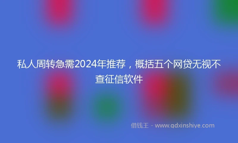 私人周转急需2024年推荐，概括五个网贷无视不查征信软件
