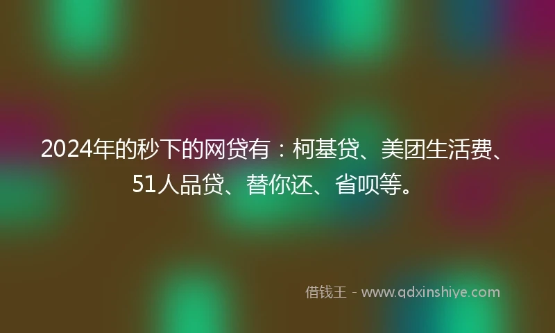 2024年的秒下的网贷有：柯基贷、美团生活费、51人品贷、替你还、省呗等。