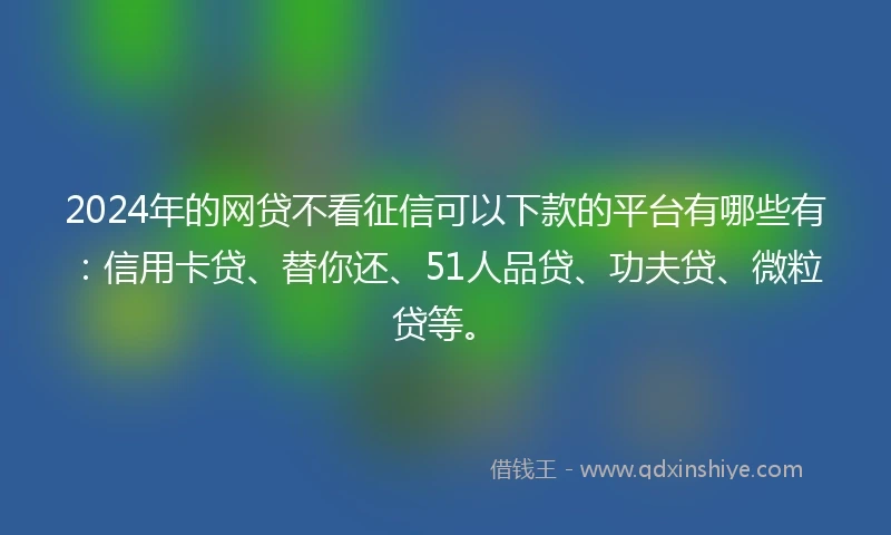 2024年的网贷不看征信可以下款的平台有哪些有：信用卡贷、替你还、51人品贷、功夫贷、微粒贷等。