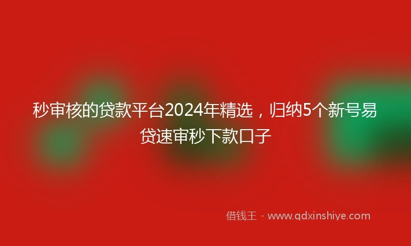 秒审核的贷款平台2024年精选，归纳5个新号易贷速审秒下款口子