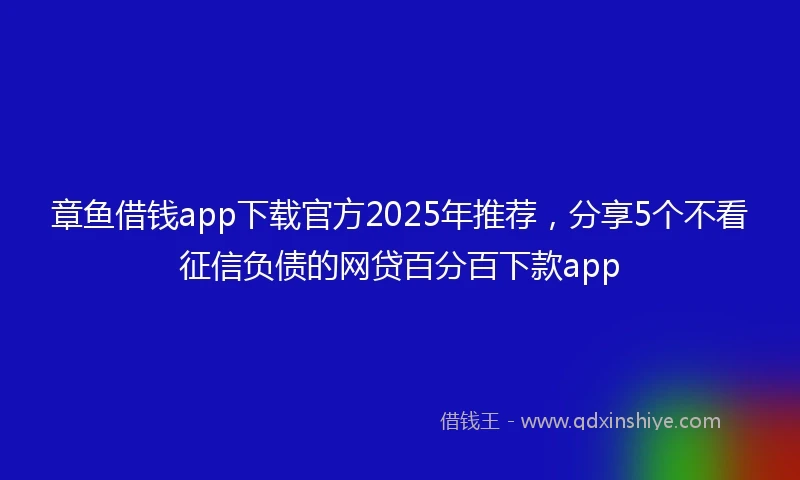 章鱼借钱app下载官方2025年推荐，分享5个不看征信负债的网贷百分百下款app