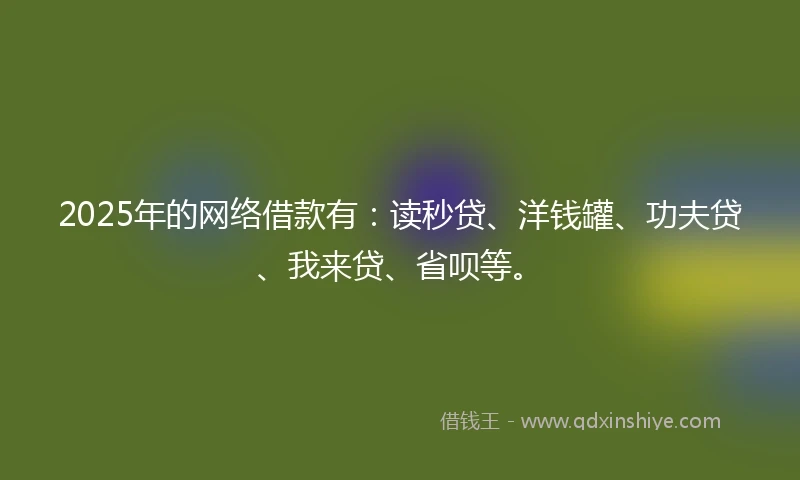 2025年的网络借款有：读秒贷、洋钱罐、功夫贷、我来贷、省呗等。
