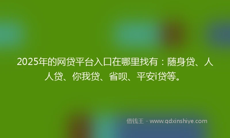 2025年的网贷平台入口在哪里找有：随身贷、人人贷、你我贷、省呗、平安i贷等。