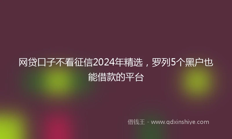 网贷口子不看征信2024年精选，罗列5个黑户也能借款的平台