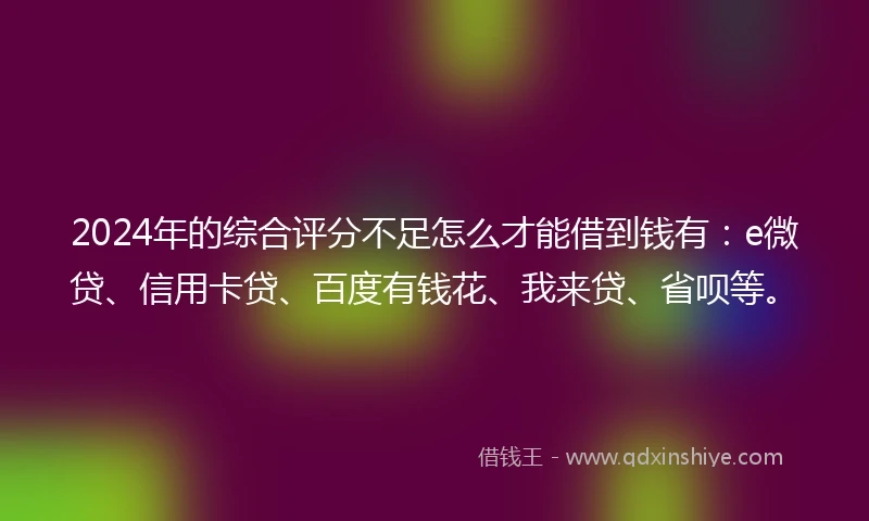 2024年的综合评分不足怎么才能借到钱有：e微贷、信用卡贷、百度有钱花、我来贷、省呗等。
