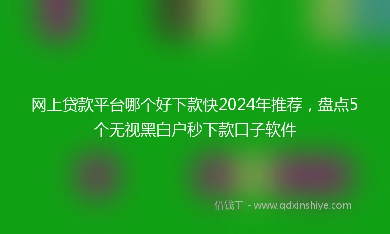 网上贷款平台哪个好下款快2024年推荐，盘点5个无视黑白户秒下款口子软件