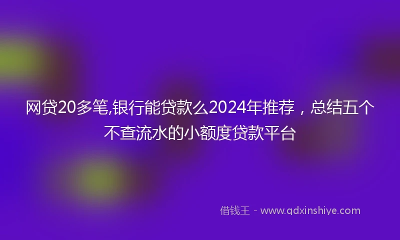 网贷20多笔,银行能贷款么2024年推荐，总结五个不查流水的小额度贷款平台