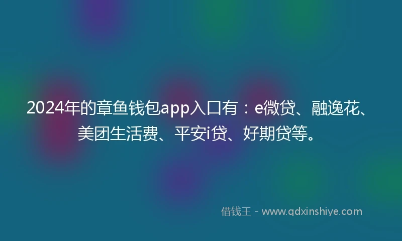 2024年的章鱼钱包app入口有：e微贷、融逸花、美团生活费、平安i贷、好期贷等。