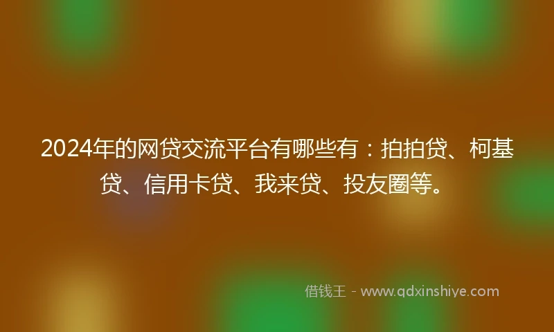 2024年的网贷交流平台有哪些有：拍拍贷、柯基贷、信用卡贷、我来贷、投友圈等。