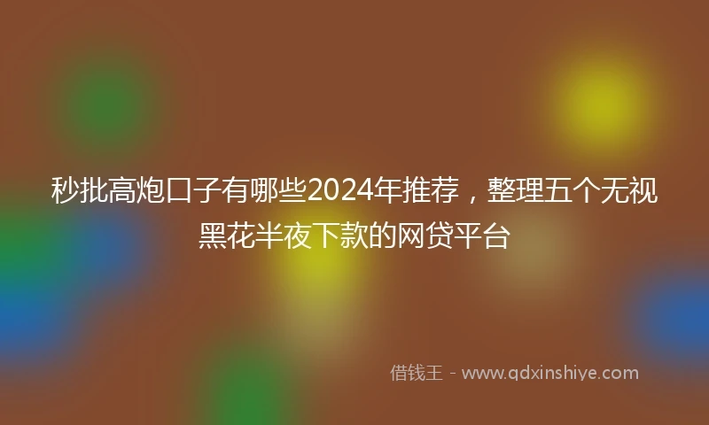 秒批高炮口子有哪些2024年推荐，整理五个无视黑花半夜下款的网贷平台