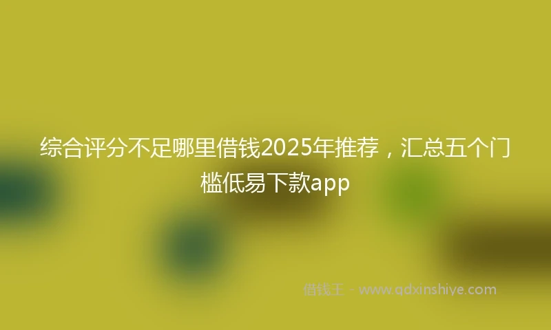 综合评分不足哪里借钱2025年推荐，汇总五个门槛低易下款app