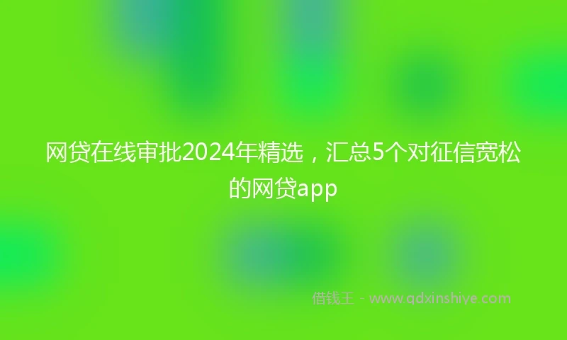 网贷在线审批2024年精选，汇总5个对征信宽松的网贷app