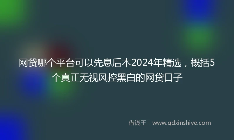 网贷哪个平台可以先息后本2024年精选，概括5个真正无视风控黑白的网贷口子