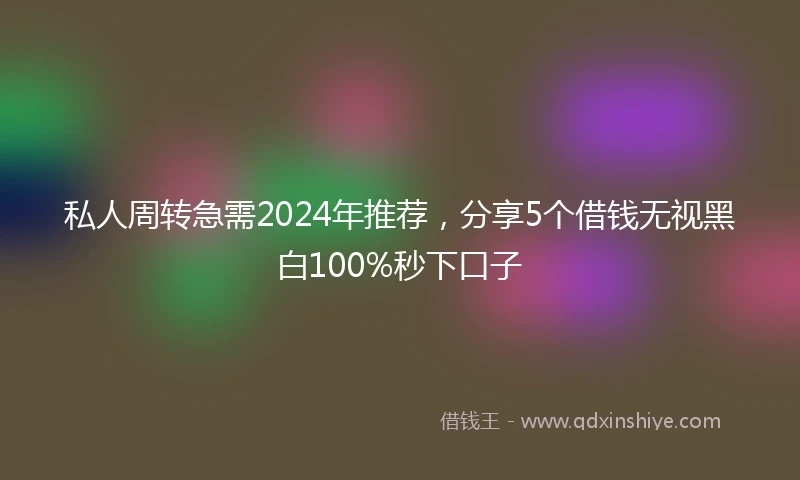 私人周转急需2024年推荐，分享5个借钱无视黑白100%秒下口子