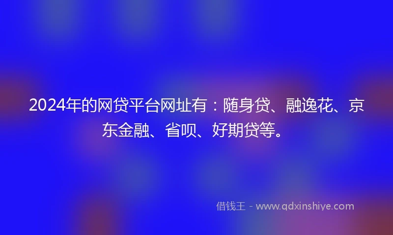 2024年的网贷平台网址有：随身贷、融逸花、京东金融、省呗、好期贷等。