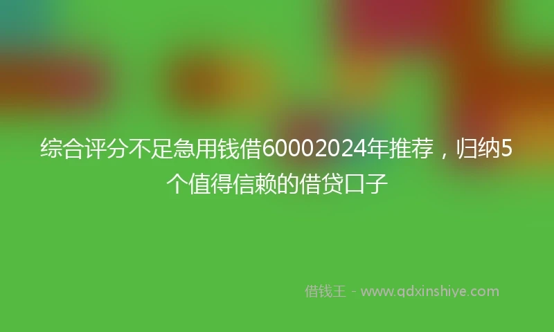 综合评分不足急用钱借60002024年推荐，归纳5个值得信赖的借贷口子