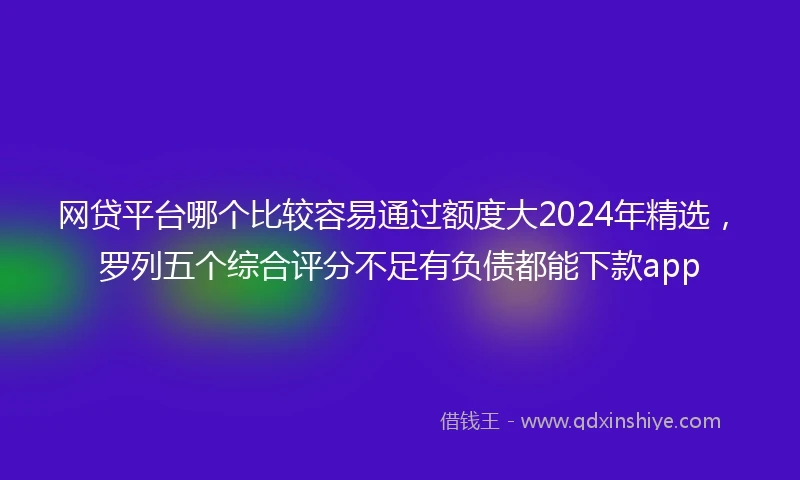 网贷平台哪个比较容易通过额度大2024年精选，罗列五个综合评分不足有负债都能下款app