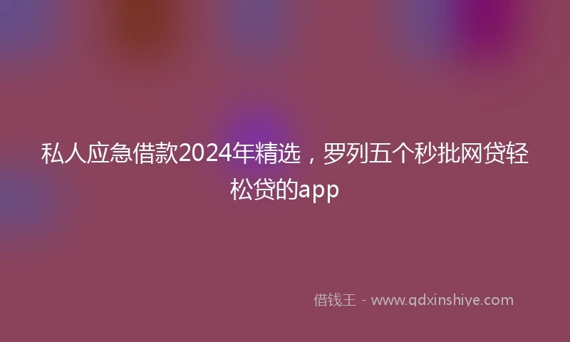 私人应急借款2024年精选，罗列五个秒批网贷轻松贷的app