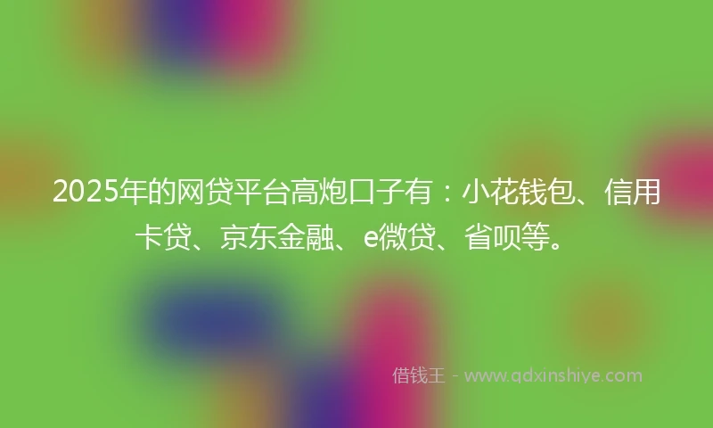 2025年的网贷平台高炮口子有：小花钱包、信用卡贷、京东金融、e微贷、省呗等。