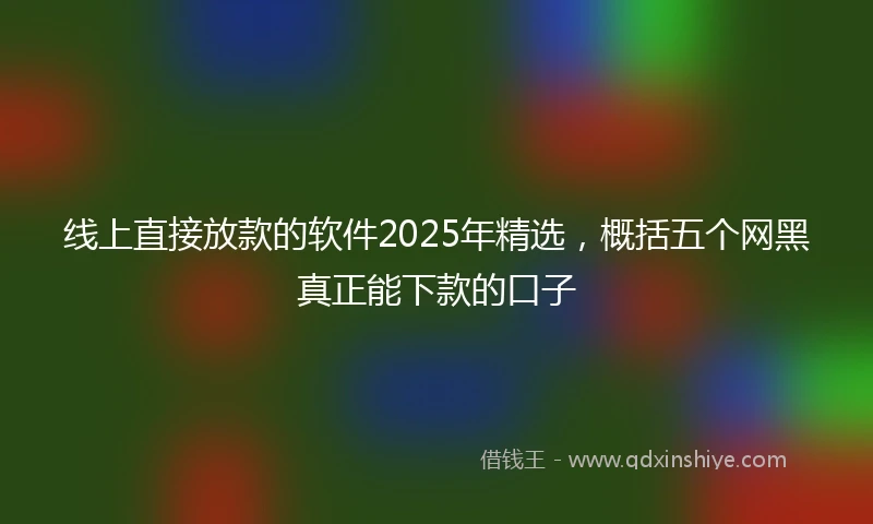 线上直接放款的软件2025年精选，概括五个网黑真正能下款的口子