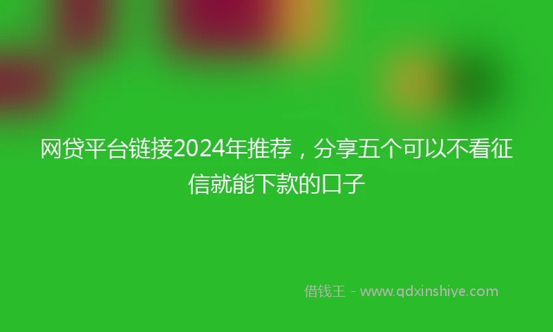 网贷平台链接2024年推荐，分享五个可以不看征信就能下款的口子