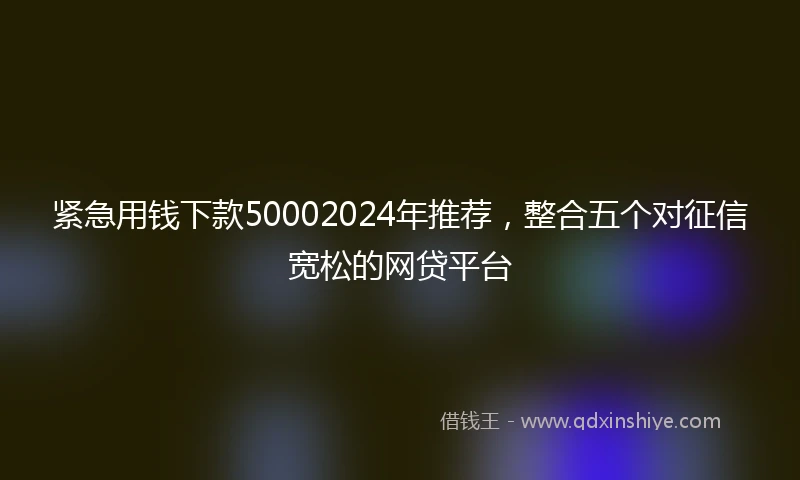 紧急用钱下款50002024年推荐，整合五个对征信宽松的网贷平台