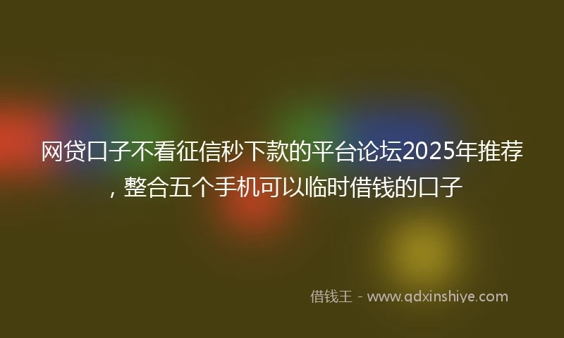 网贷口子不看征信秒下款的平台论坛2025年推荐，整合五个手机可以临时借钱的口子