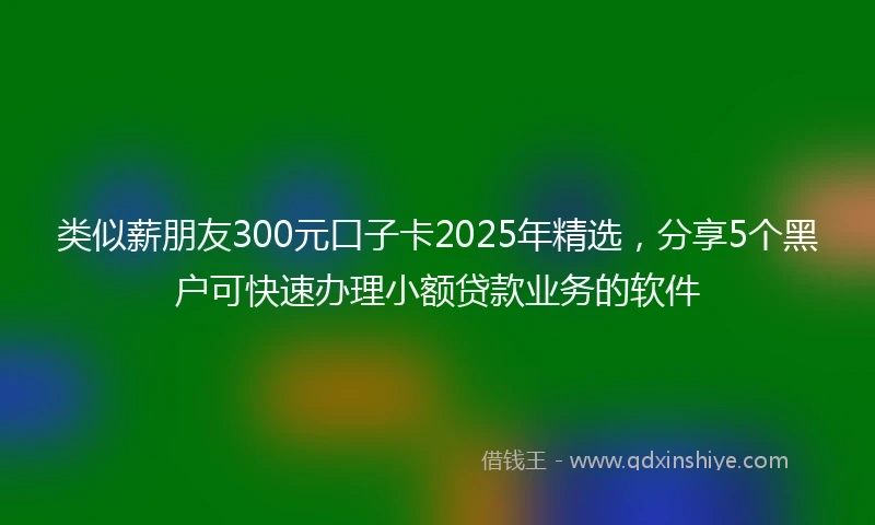 类似薪朋友300元口子卡2025年精选，分享5个黑户可快速办理小额贷款业务的软件