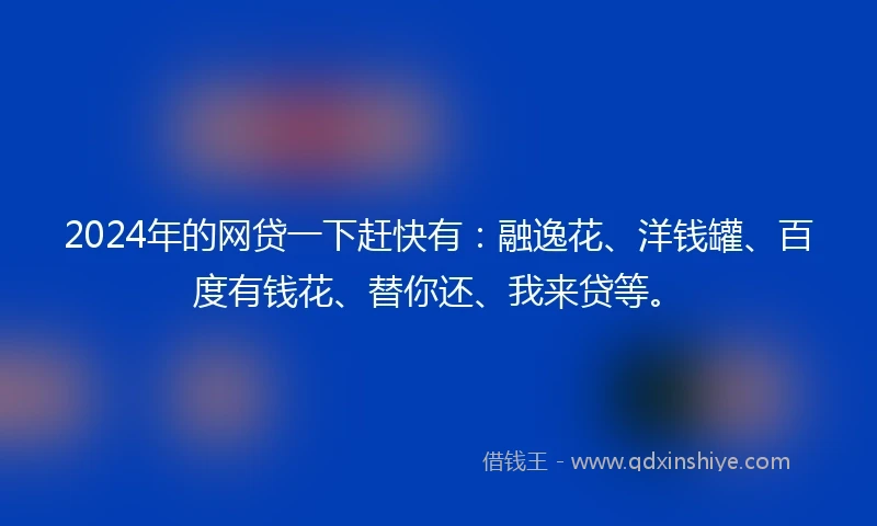 2024年的网贷一下赶快有：融逸花、洋钱罐、百度有钱花、替你还、我来贷等。