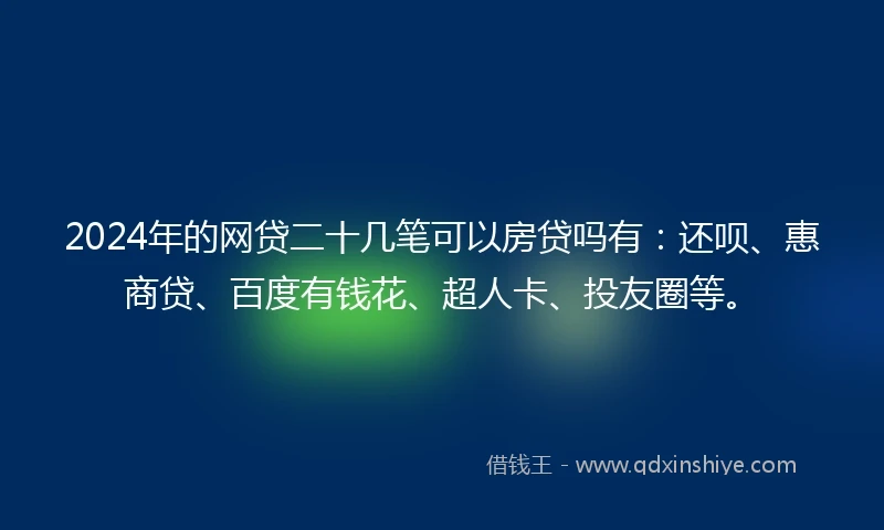 2024年的网贷二十几笔可以房贷吗有：还呗、惠商贷、百度有钱花、超人卡、投友圈等。