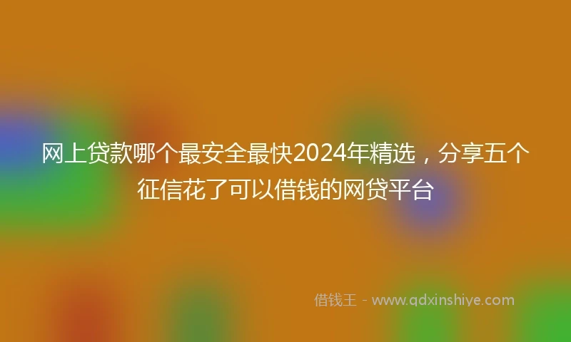网上贷款哪个最安全最快2024年精选，分享五个征信花了可以借钱的网贷平台