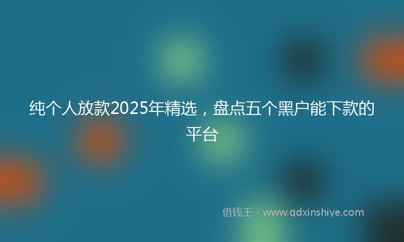 纯个人放款2025年精选，盘点五个黑户能下款的平台