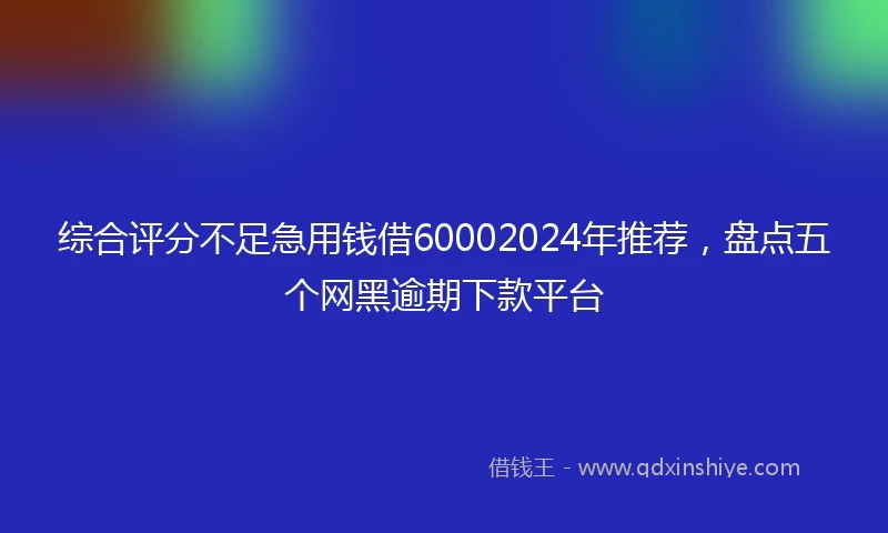 综合评分不足急用钱借60002024年推荐，盘点五个网黑逾期下款平台